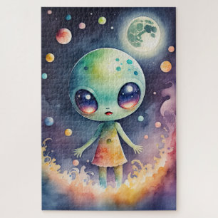 Aquarellmalerei auf Chibi-Alien Puzzle