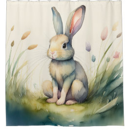 Aquarellmalerei auf dem Kaninchen Duschvorhang