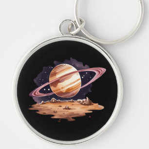 Aquarellmalerei auf dem Saturn Schlüsselanhänger