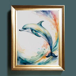 Aquarellmalerei auf Dolphin 4:5 Poster