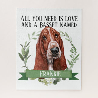 Aquarellmalerei auf einem Basset-Hund auf einem Pu Puzzle