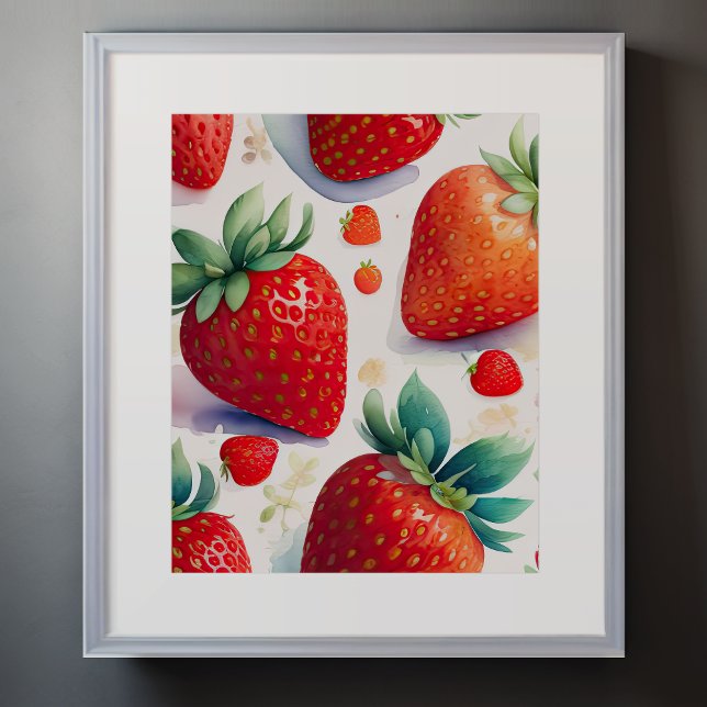 Aquarellmalerei auf Erdbeeren II Poster (Von Creator hochgeladen)