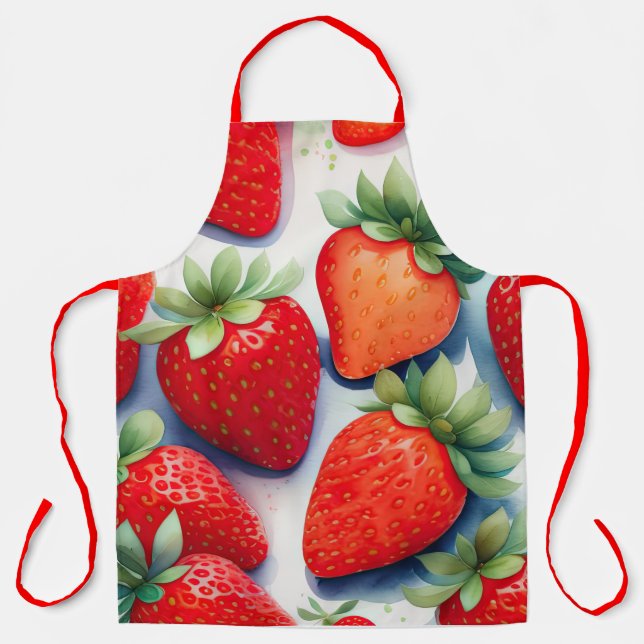 Aquarellmalerei auf Erdbeeren Schürze (Vorderseite)
