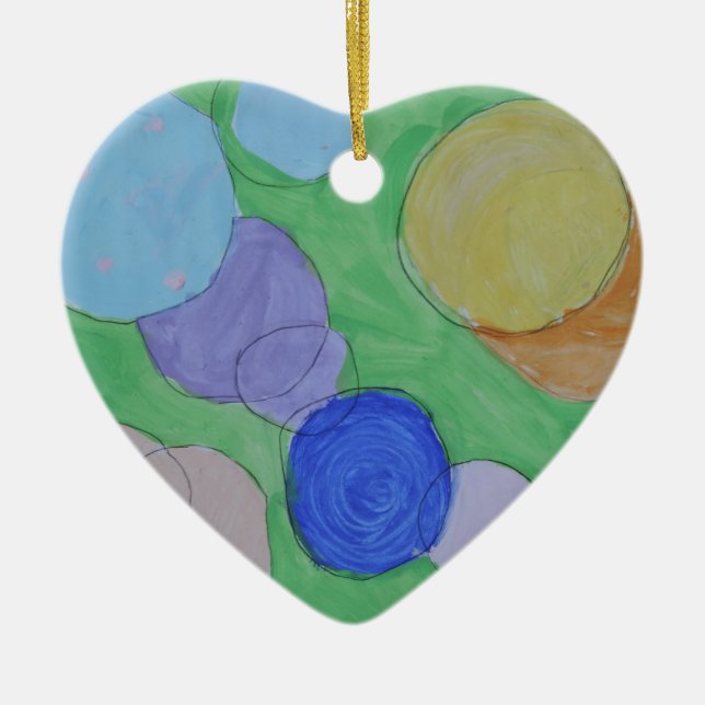Aquarellmalerei auf farbenfrohe Kreise, Kinder Kun Keramikornament (Vorne)