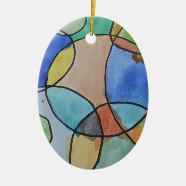 Aquarellmalerei auf farbenfrohe Kreise, Kinder Kun Keramikornament (Vorne)