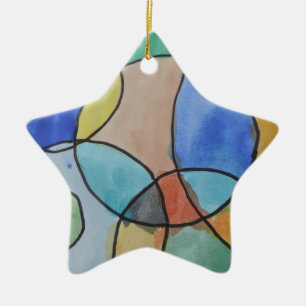 Aquarellmalerei auf farbenfrohe Kreise, Kinder Kun Keramikornament