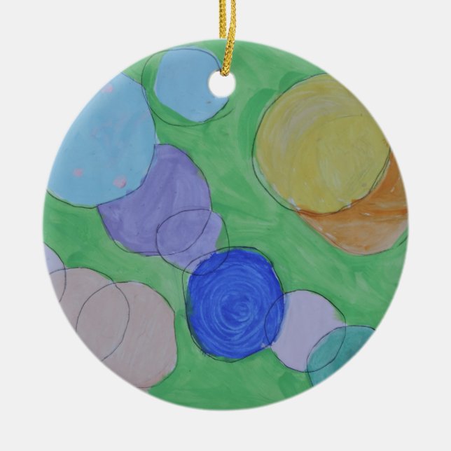 Aquarellmalerei auf farbenfrohe Kreise, Kinder Kun Keramikornament (Vorne)