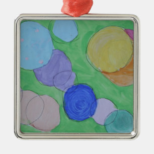 Aquarellmalerei auf farbenfrohe Kreise, Kinder Kun Ornament Aus Metall