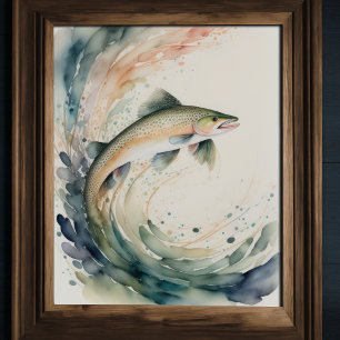 Aquarellmalerei auf Fischplash II Poster