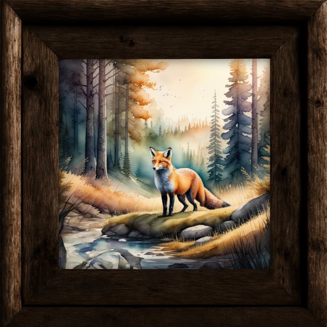 Aquarellmalerei auf Fox im Wald 1:1 Poster (Von Creator hochgeladen)