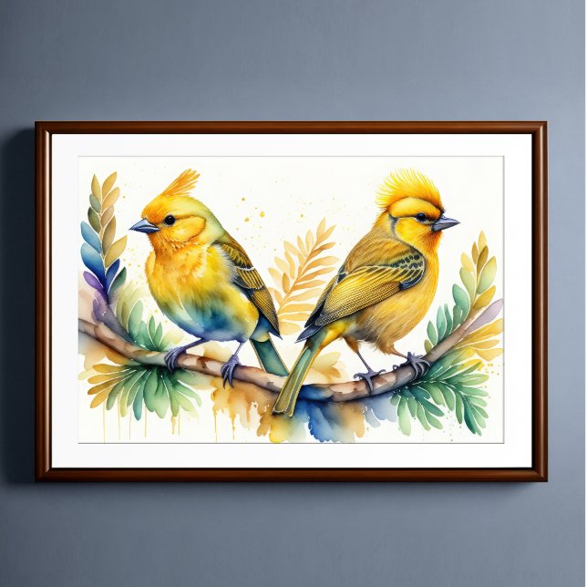 Aquarellmalerei auf gelben Vogel 3:2 Poster (Von Creator hochgeladen)