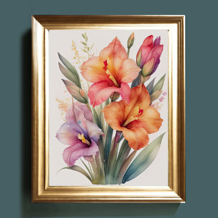 Aquarellmalerei auf Gladiolas II Poster