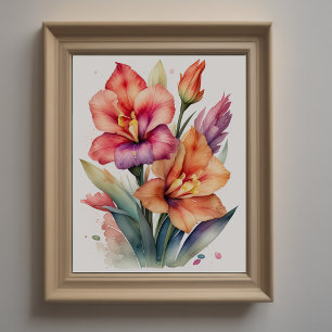 Aquarellmalerei auf Gladiolas III Poster