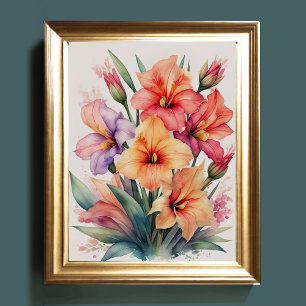 Aquarellmalerei auf Gladiolas VI Poster