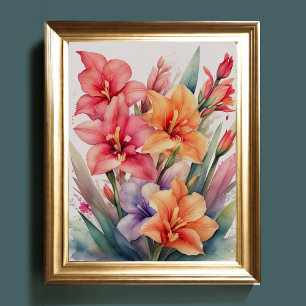 Aquarellmalerei auf Gladiolas VII Poster