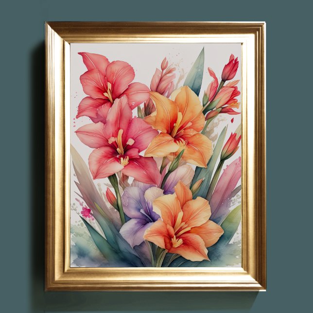 Aquarellmalerei auf Gladiolas VII Poster (Von Creator hochgeladen)