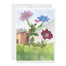 Aquarellmalerei auf Gras und Blume Einladung