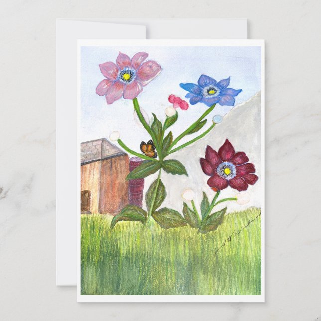 Aquarellmalerei auf Gras und Blume Einladung (Vorderseite)