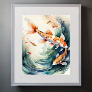 Aquarellmalerei auf Koi-Fisch III Poster