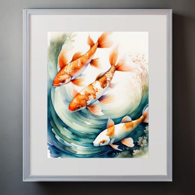 Aquarellmalerei auf Koi Fisch V Poster (Von Creator hochgeladen)