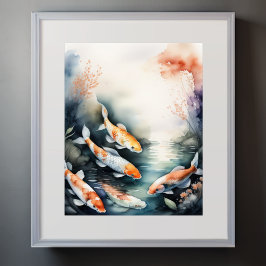 Aquarellmalerei auf Koi IV Poster