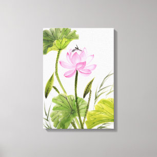 Aquarellmalerei auf Lotus Blume 2 Leinwanddruck