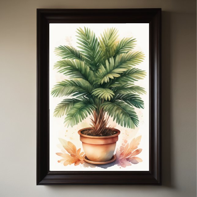 Aquarellmalerei auf Palme Tree in Pot Poster (Von Creator hochgeladen)