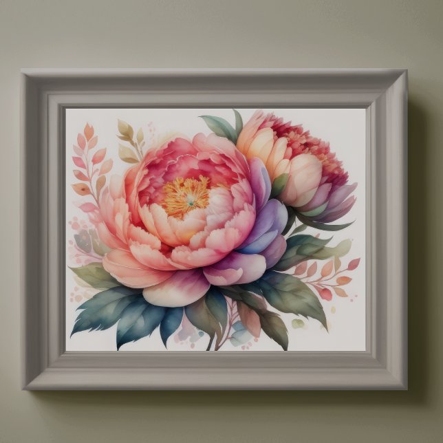 Aquarellmalerei auf Peonies II Poster (Von Creator hochgeladen)