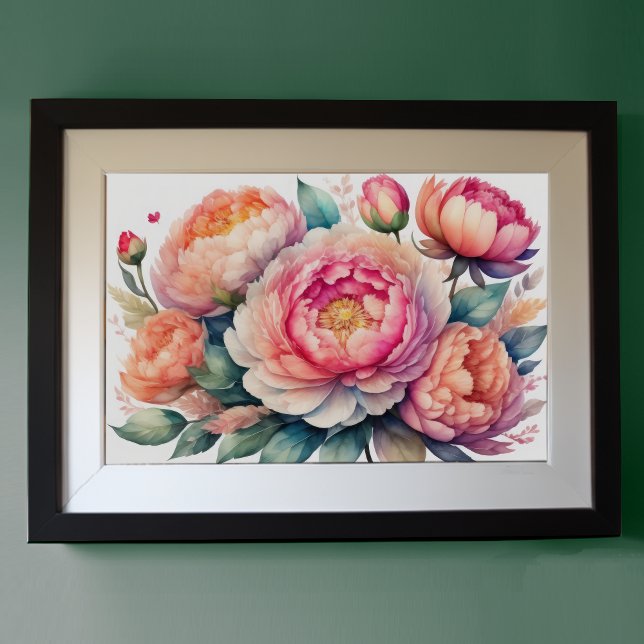 Aquarellmalerei auf Peonies IX Poster (Von Creator hochgeladen)