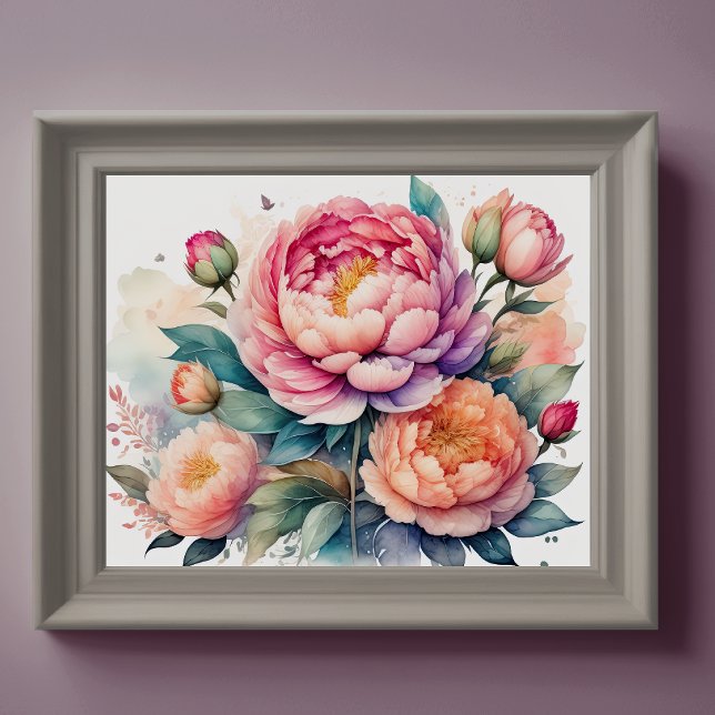 Aquarellmalerei auf Peonies Poster (Von Creator hochgeladen)