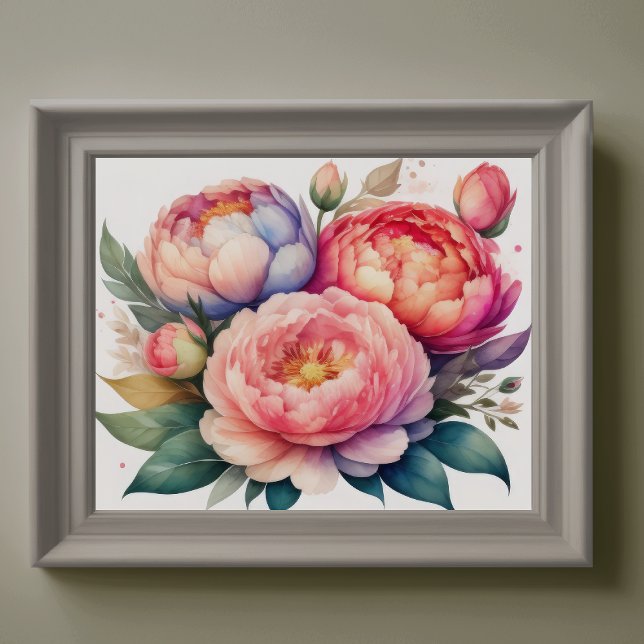 Aquarellmalerei auf Peonies VI Poster (Von Creator hochgeladen)
