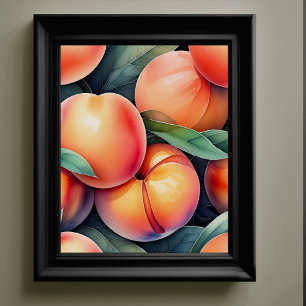 Aquarellmalerei auf Pfirsichen Poster