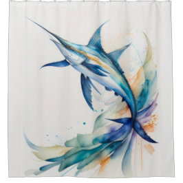 Aquarellmalerei auf Schwertfisch Duschvorhang