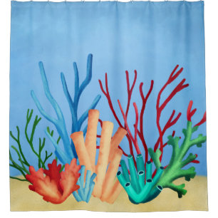 Aquarellmalerei auf Seekorallen Duschvorhang