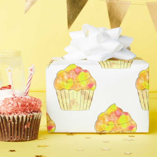 Aquarellmalerei auf Weiß Geschenkpapier (Geburtstagsparty)