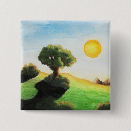Aquarellmalerei Baumkunst Sonnenlandschaft Button