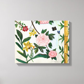 AQUARELLMALEREI - Blumen und Schmetterlinge Leinwanddruck