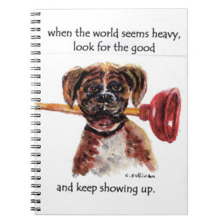 Aquarellmalerei Boxer + inspirierendes Sprichwort Notizblock