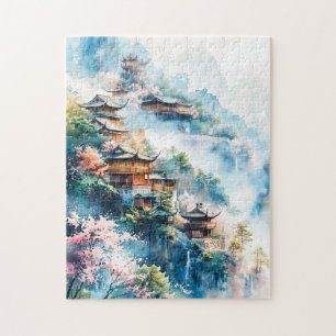 Aquarellmalerei chinesischer Tempel Puzzle