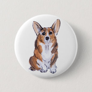 Aquarellmalerei Corgi sumie Button