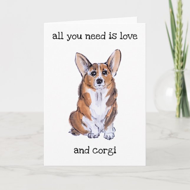 Aquarellmalerei Corgi sumie Karte (Vorderseite)