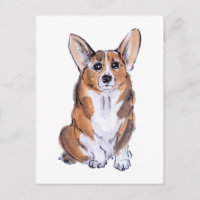 Aquarellmalerei Corgi sumie