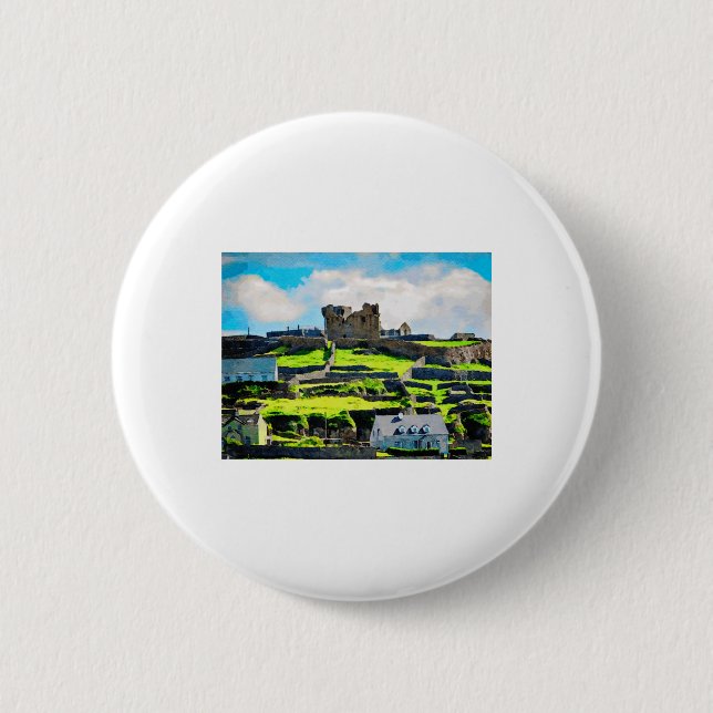Aquarellmalerei der Landschaft von Inishmore  Button (Vorderseite)