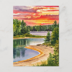 Aquarellmalerei des Presque Isle State Parks Postkarte