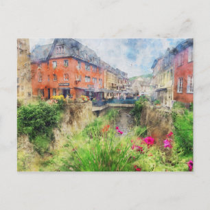 Aquarellmalerei des Stadtbildes von Bad München Postkarte