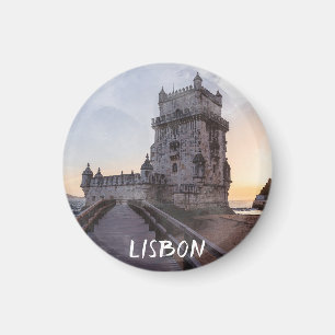 Aquarellmalerei des Turms von Belem bei Sonnenunte Magnet