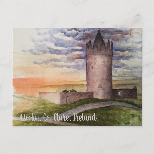 Aquarellmalerei, Doolin, Grafschaft Clare Postkarte (Vorderseite)