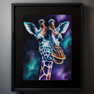 Aquarellmalerei einer Giraffe 3:4 Poster