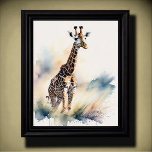 Aquarellmalerei einer Giraffe 5:4 Poster
