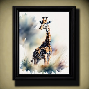 Aquarellmalerei einer Giraffe 5:4 Poster